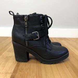 Rampage heeled lace up black combat boots size 8